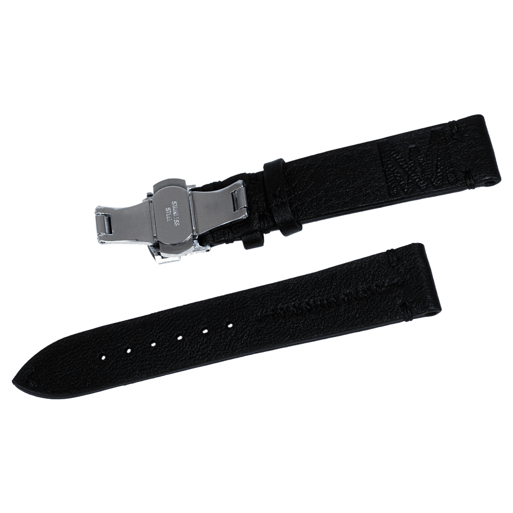 Leather Black Silver WATCHSTRAP