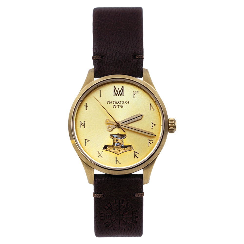 Tyr Leather Brown Gold Gold Automatic Watch