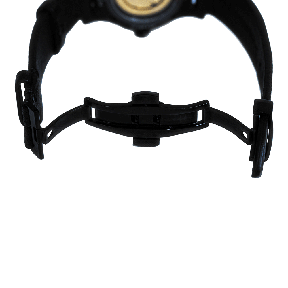 Leather Black-On-Black WATCHSTRAP