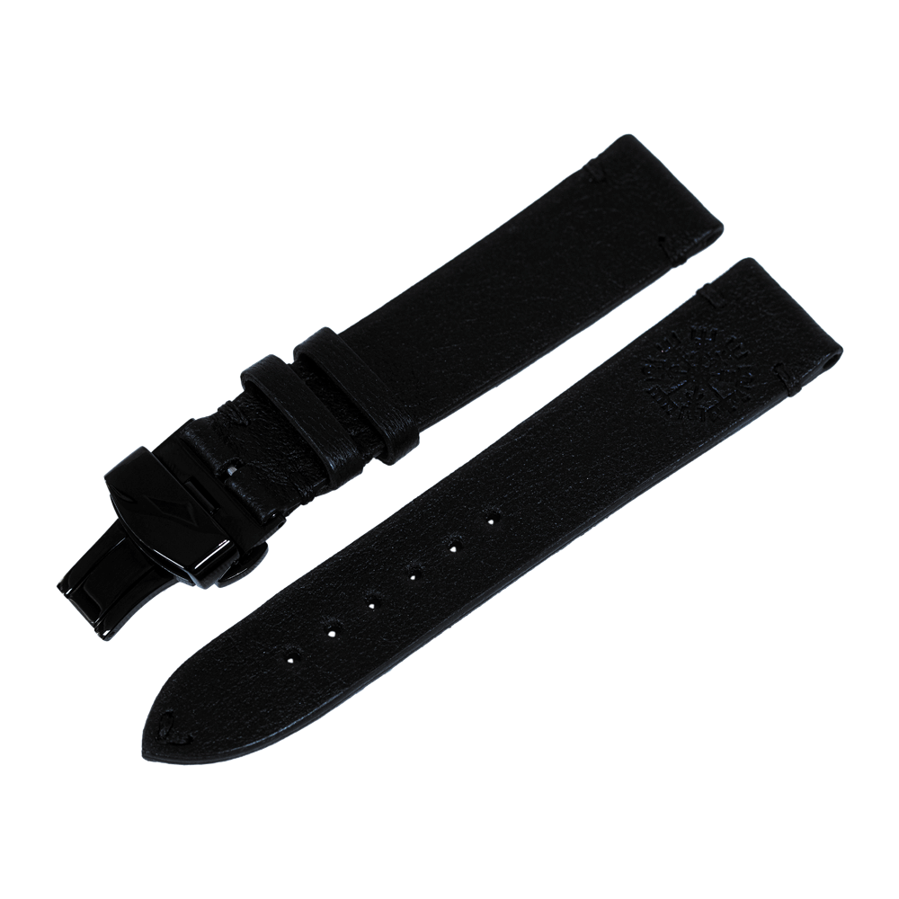 Leather Black-On-Black WATCHSTRAP