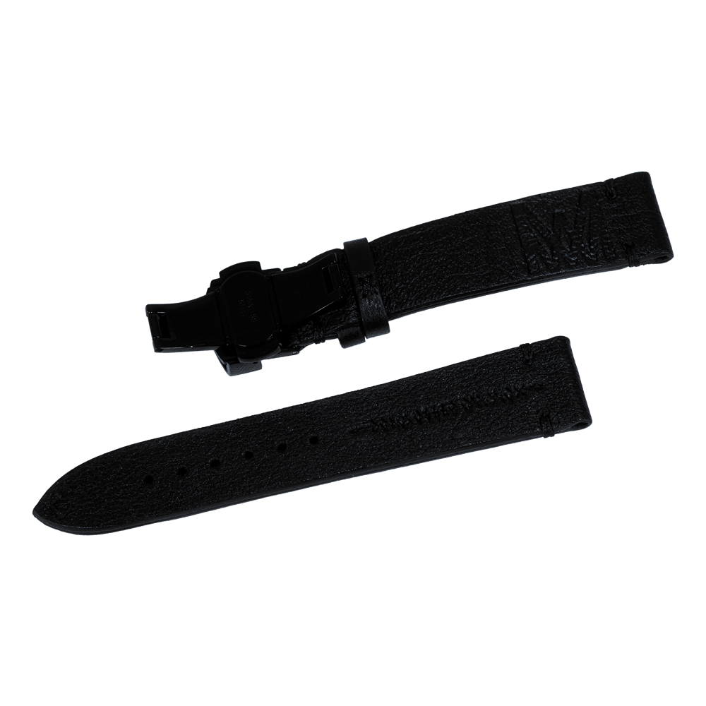 Leather Black-On-Black WATCHSTRAP