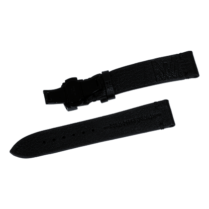 Leather Black-On-Black WATCHSTRAP