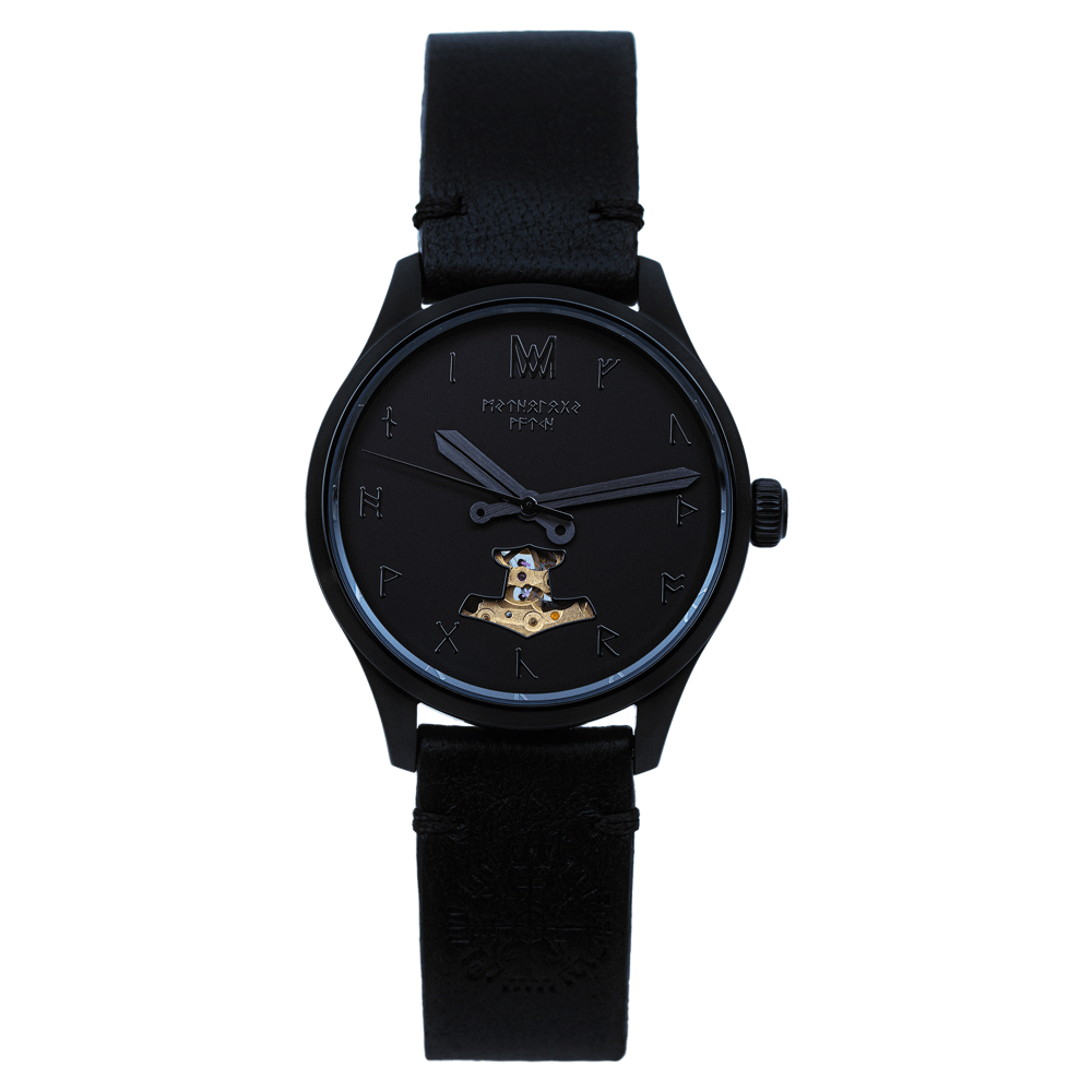 Loki Leather Black Black Black Automatic Watch