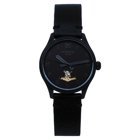 Loki Leather Black Black Black Automatic Watch