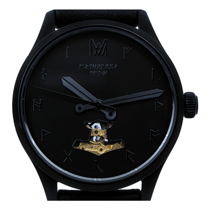 Loki Leather Black Black Black Automatic Watch
