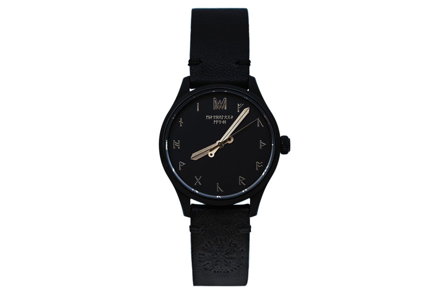 Odin Leather Black Black Gold Quartz Watch