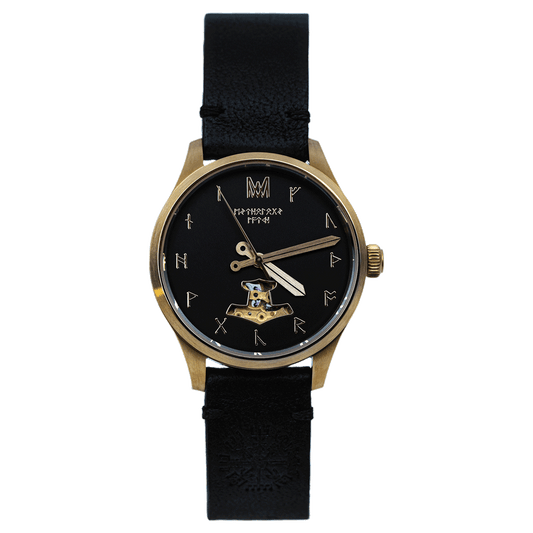 Thor Leather Black Gold Black Automatic Watch