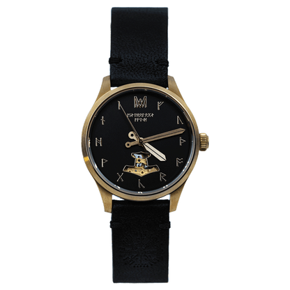 Thor Leather Black Gold Black Automatic Watch