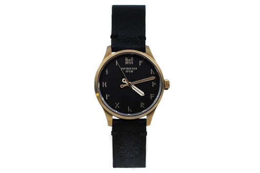 Thor Leather Black Gold Black Quartz Watch