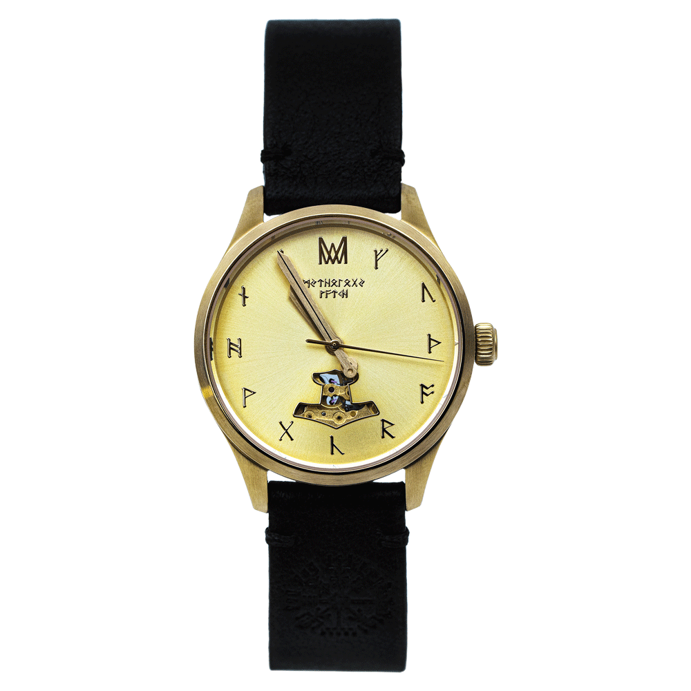Heimdall Leather Gold Black Automatic Watch
