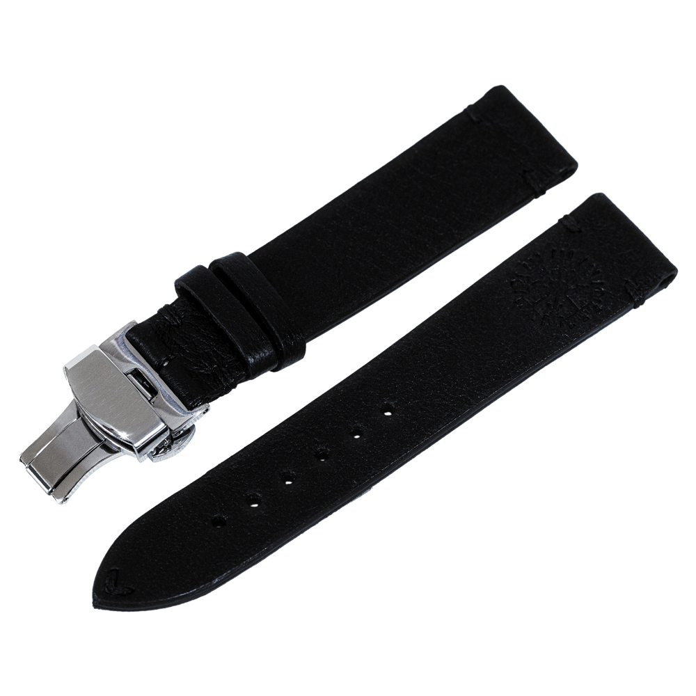 Leather Black Silver WATCHSTRAP