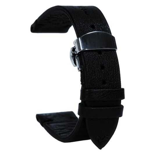 Leather Black Silver WATCHSTRAP
