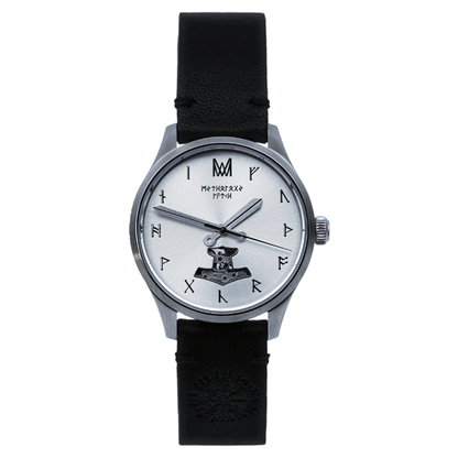 Skadi Leather Black Silver Silver Automatic Watch