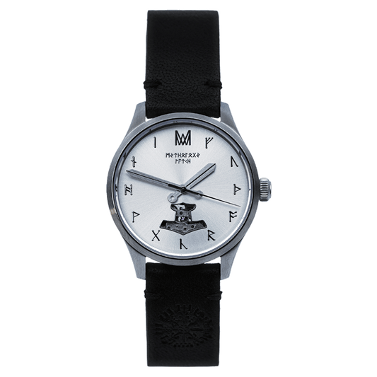 Skadi Leather Black Silver Silver Automatic Watch