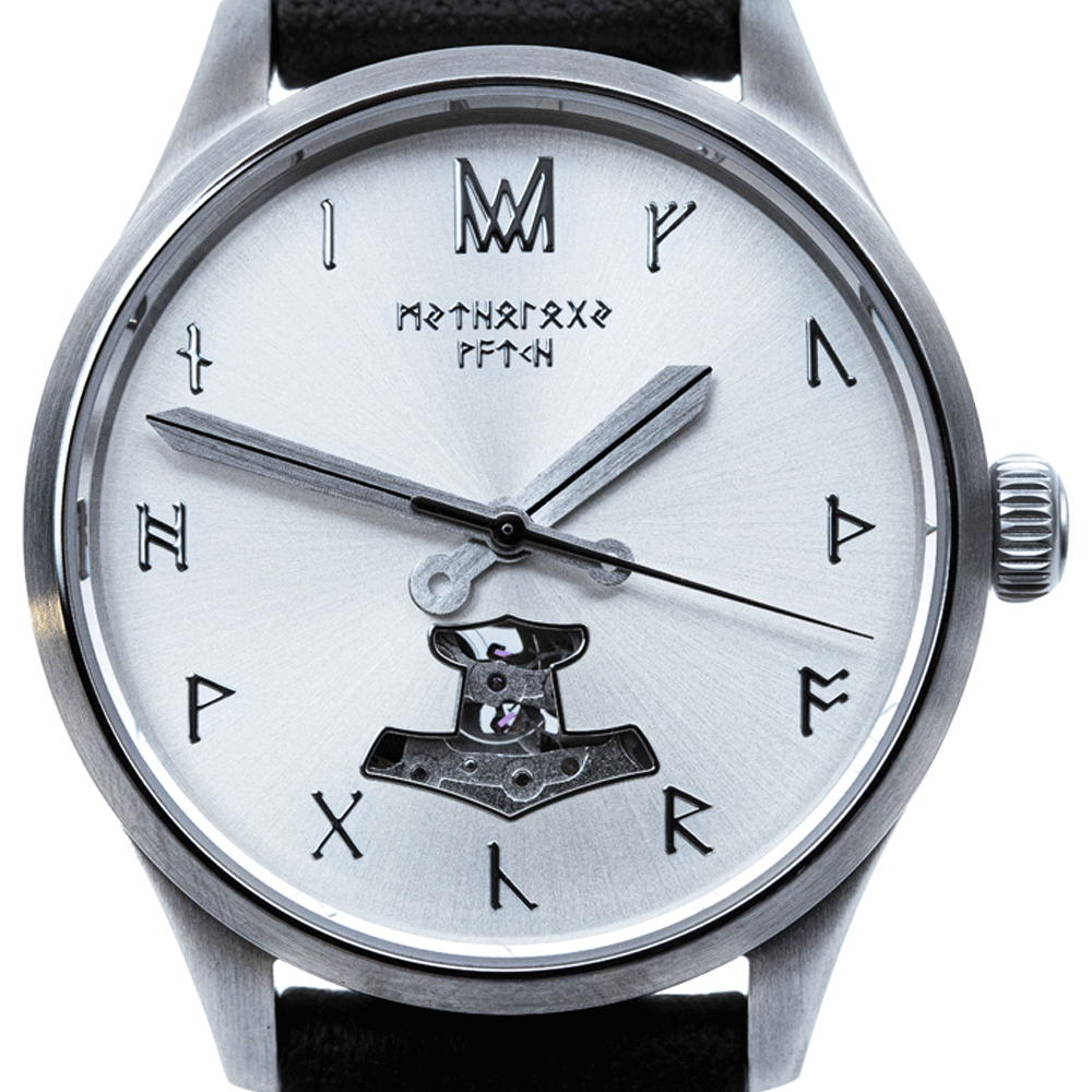 Skadi Leather Black Silver Silver Automatic Watch