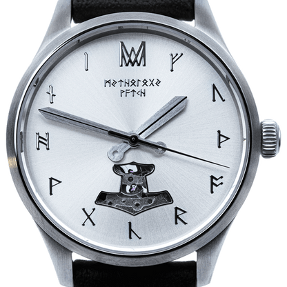 Skadi Leather Black Silver Silver Automatic Watch