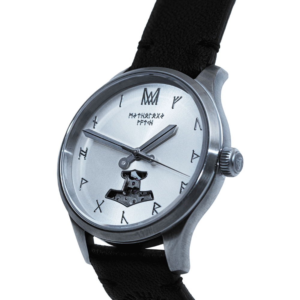 Skadi Leather Black Silver Silver Automatic Watch