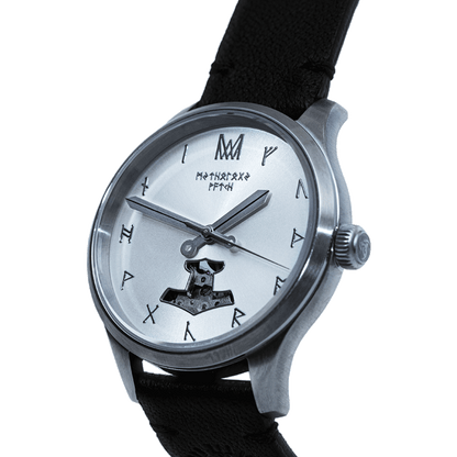 Skadi Leather Black Silver Silver Automatic Watch