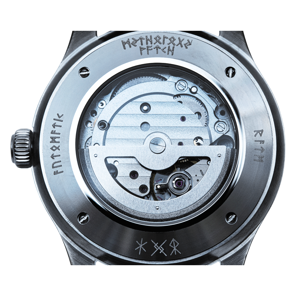 Skadi Leather Black Silver Silver Automatic Watch
