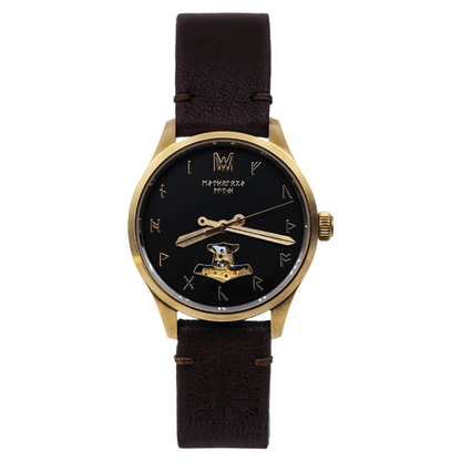 Idunn Leather Brown Gold Black Automatic Watch