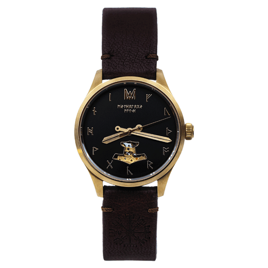 Idunn Leather Brown Gold Black Automatic Watch