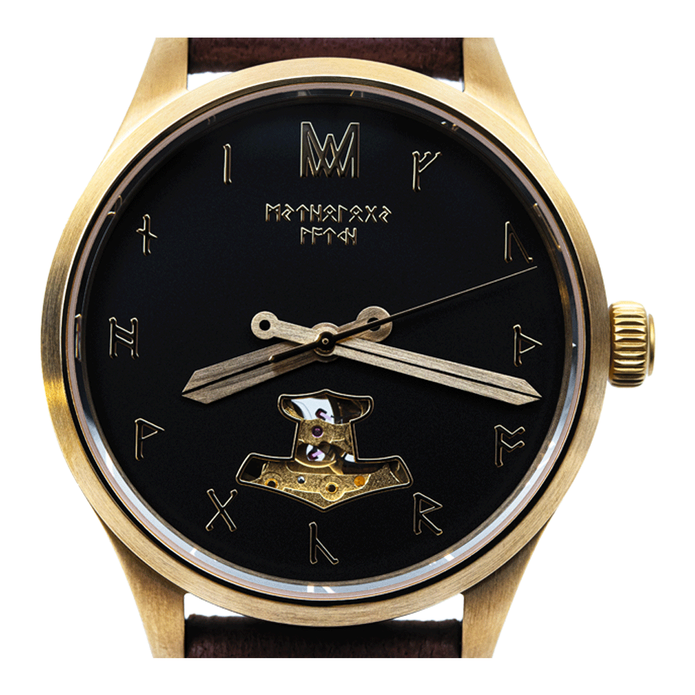 Idunn Leather Brown Gold Black Automatic Watch