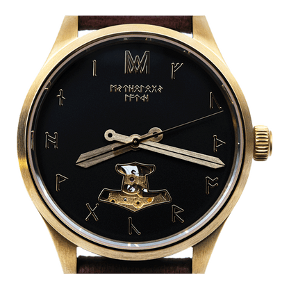 Idunn Leather Brown Gold Black Automatic Watch