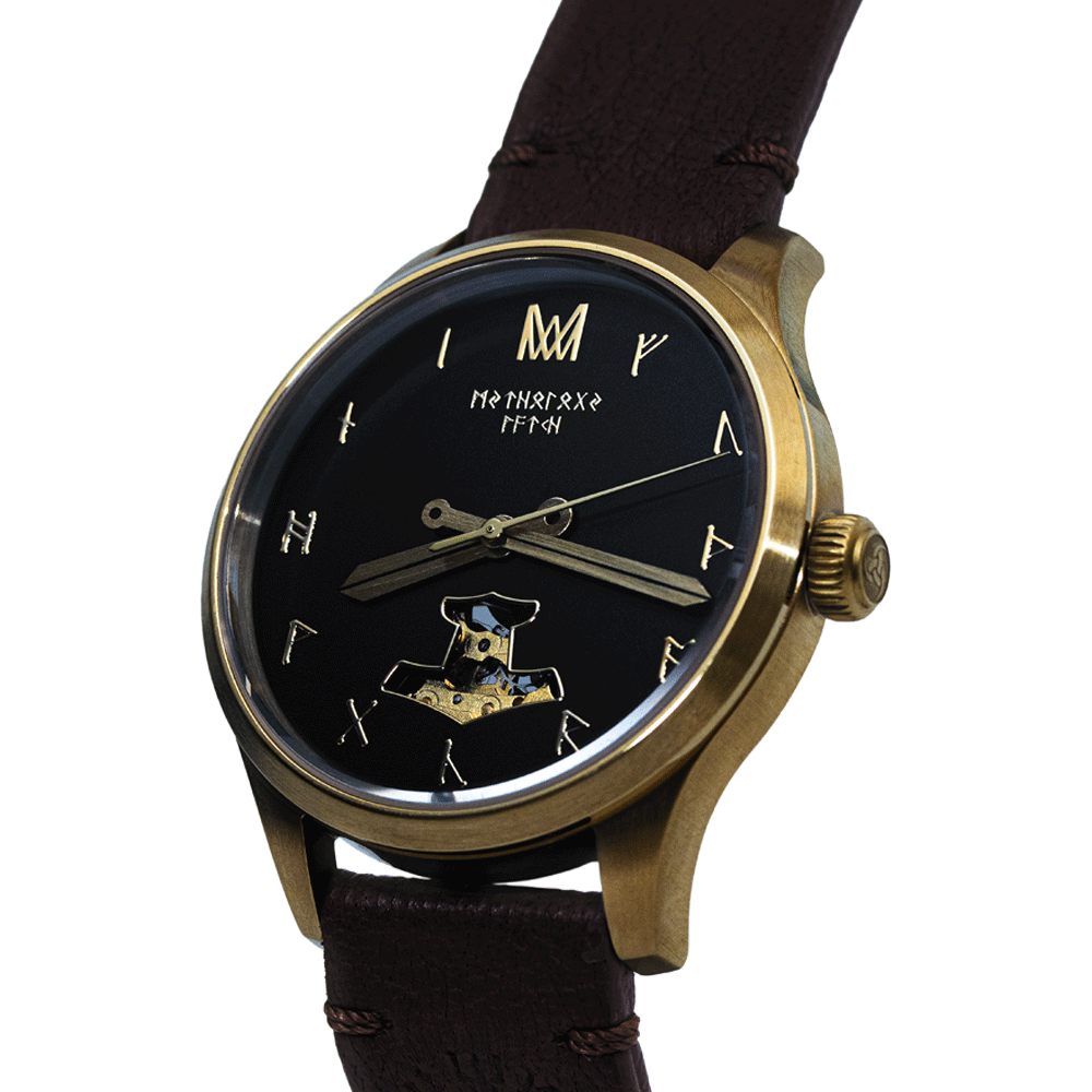 Idunn Leather Brown Gold Black Automatic Watch