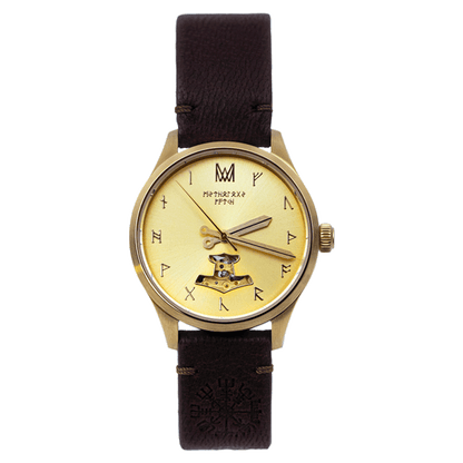 Tyr Leather Brown Gold Gold Automatic Watch