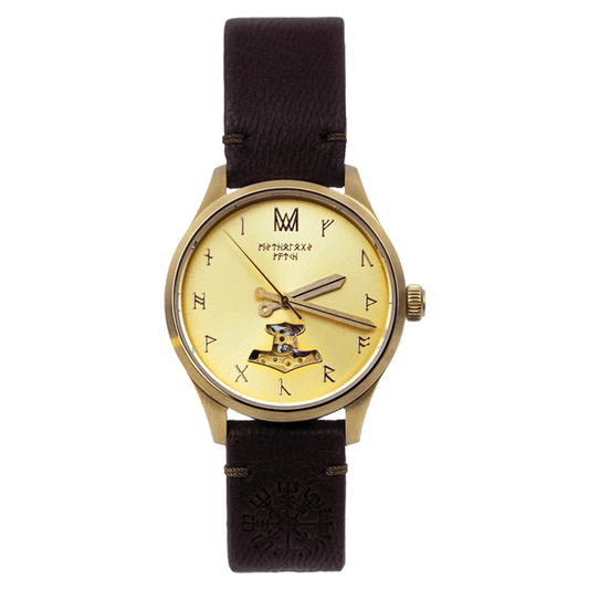 Tyr Leather Brown Gold Gold Automatic Watch