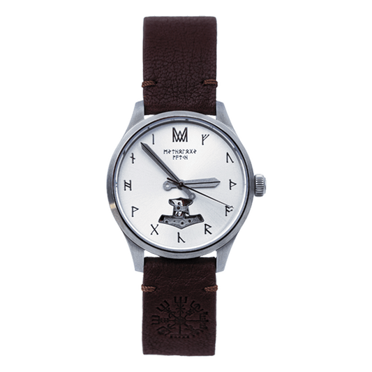 Njord Leather Brown Silver White Automatic Watch