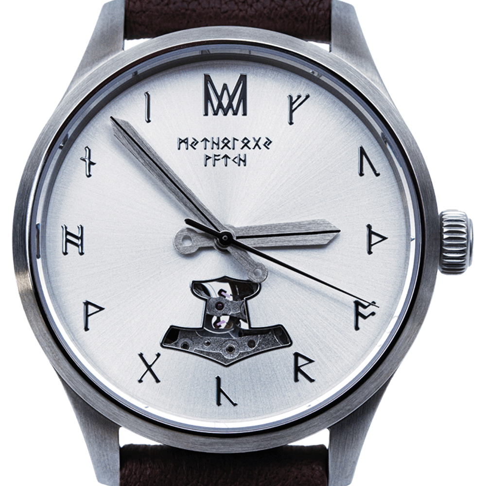 Njord Leather Brown Silver White Automatic Watch