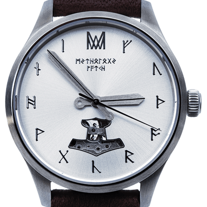 Njord Leather Brown Silver White Automatic Watch