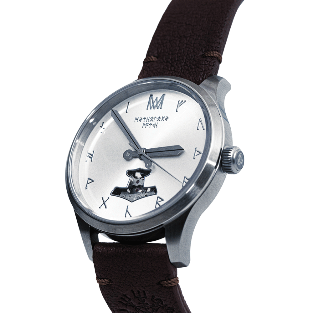 Njord Leather Brown Silver White Automatic Watch