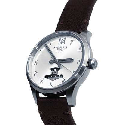 Njord Leather Brown Silver White Automatic Watch