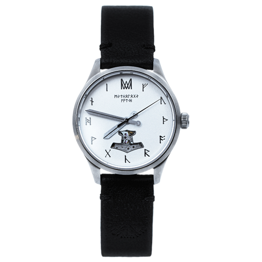 Freyja Leather Black Silver White Automatic Watch