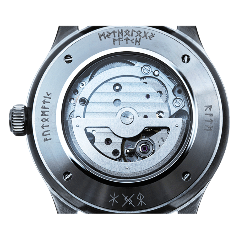 Freyja Leather Black Silver White Automatic Watch