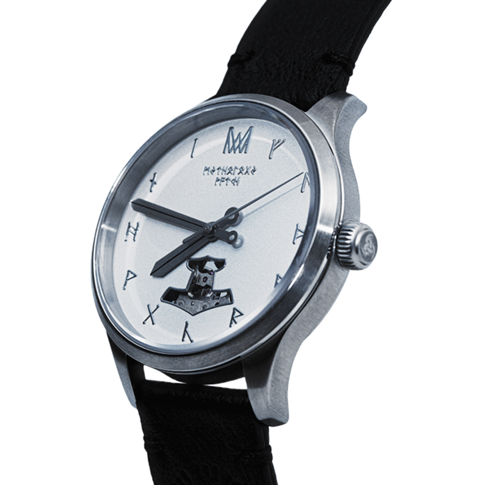 Freyja Leather Black Silver White Automatic Watch