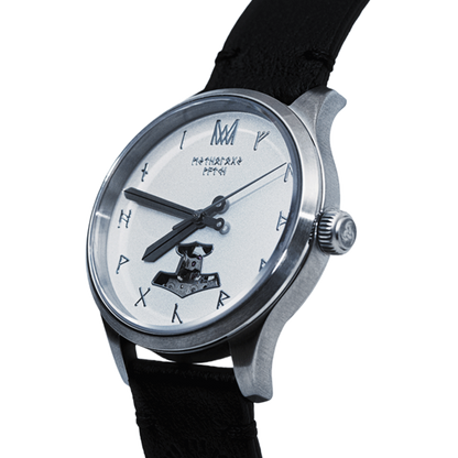 Freyja Leather Black Silver White Automatic Watch