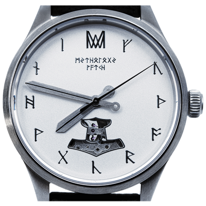 Freyja Leather Black Silver White Automatic Watch