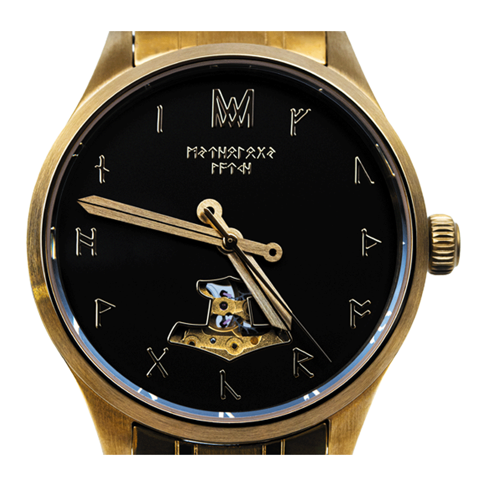 Hoenir Steel Gold Gold Black Automatic Watch