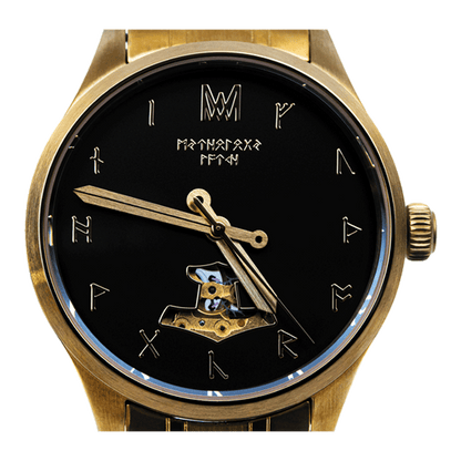 Hoenir Steel Gold Gold Black Automatic Watch