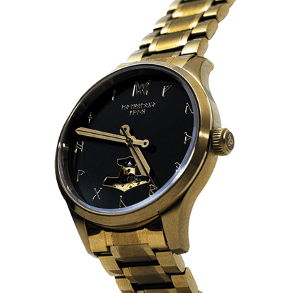 Hoenir Steel Gold Gold Black Automatic Watch